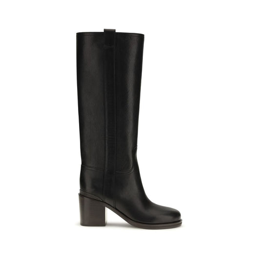 Black Calf Leather Bos Taurus High Heel Boots