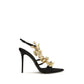 Black Viscose Stiletto Heel Sandals