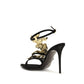 Black Viscose Stiletto Heel Sandals