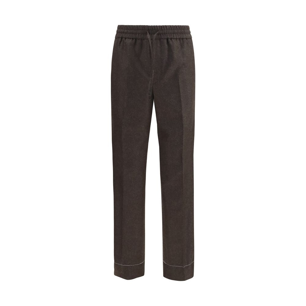 Brown Wool Oves Aries Casual Pants