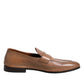 Brown Leather Slip-On Loafers