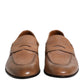 Brown Leather Slip-On Loafers