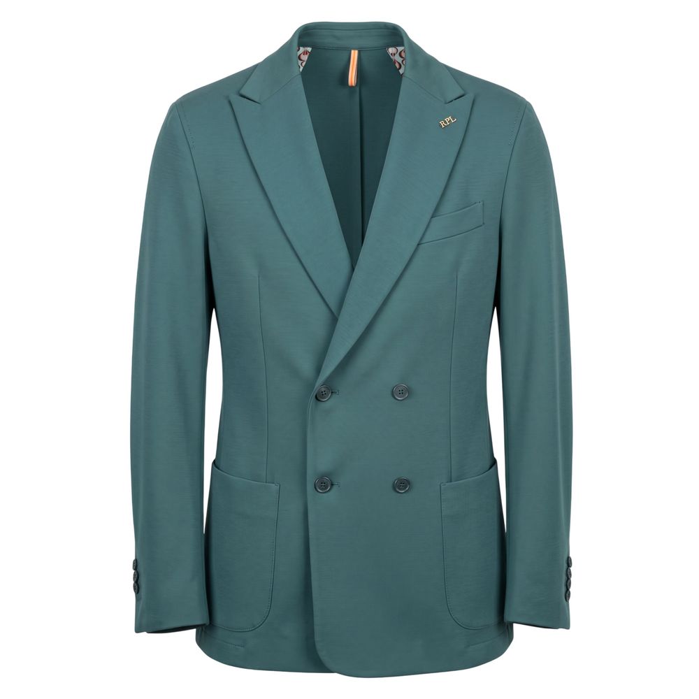 Green Viscose Men Jacket