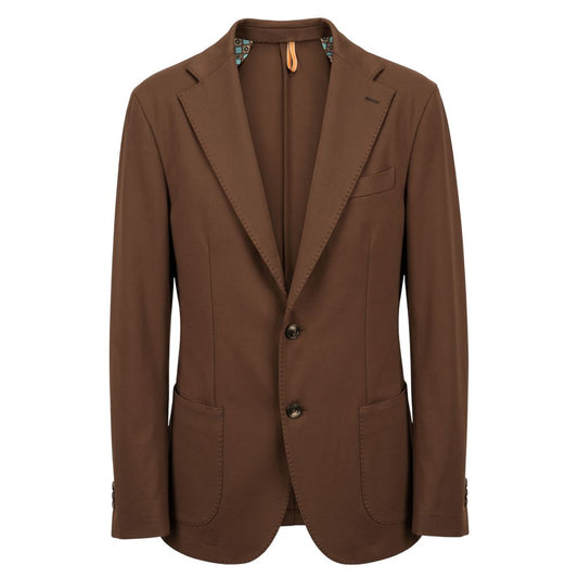 Brown Viscose Men Jacket