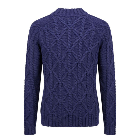 Blue Cotton Men Sweater