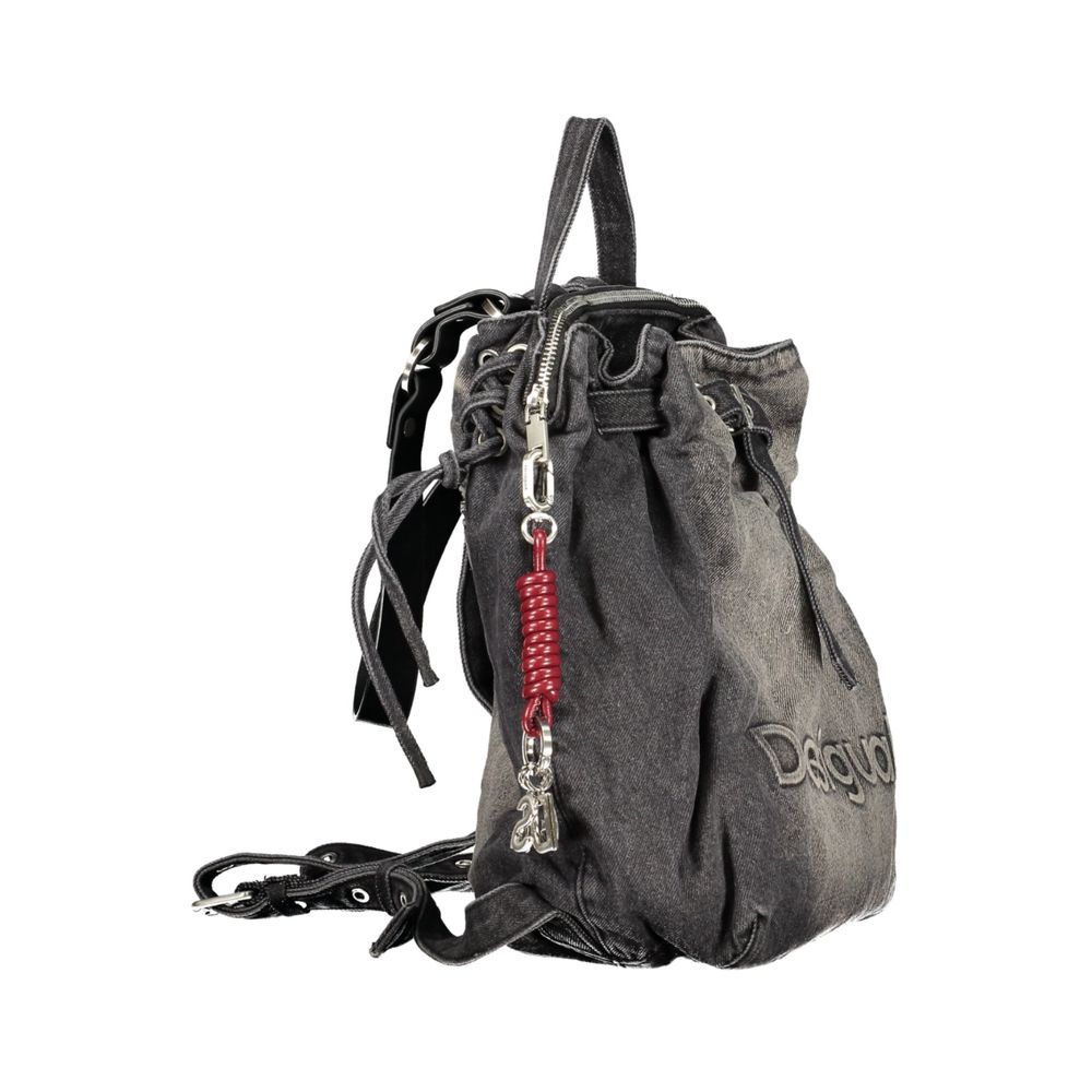Black Cotton Womens Backpack