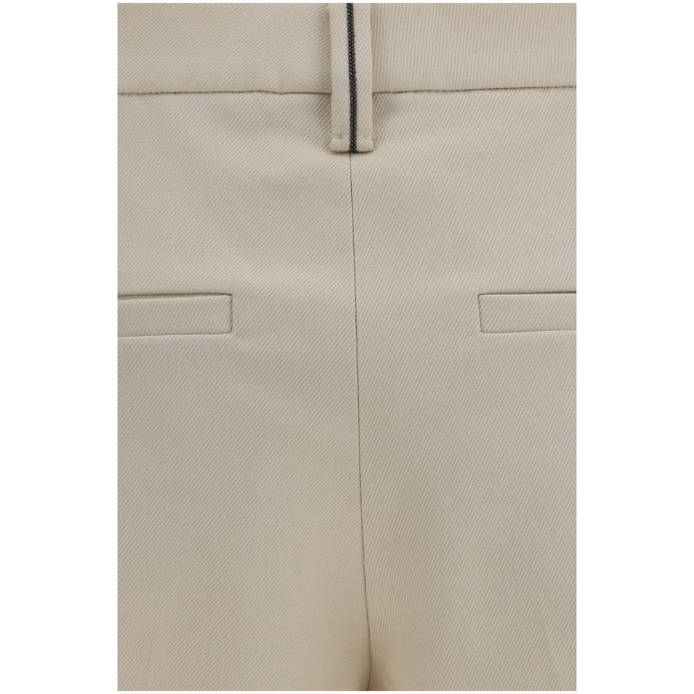 Beige Cotton Dress Pants