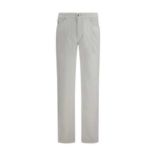 White Cotton Casual Pants