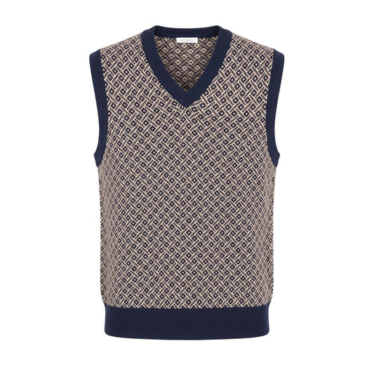 Blue Cotton Men Sweater