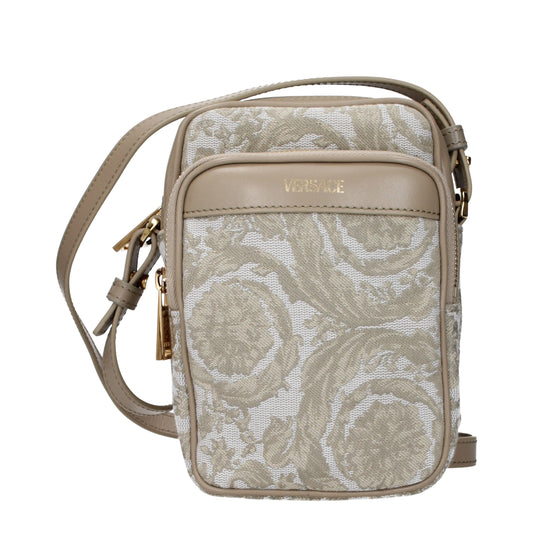Beige Fabric Crossbody Bag