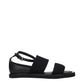 Black Fabric Flat Sandals