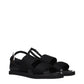 Black Fabric Flat Sandals