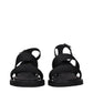 Black Fabric Flat Sandals