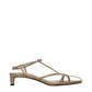 Beige Leather Flat Sandals