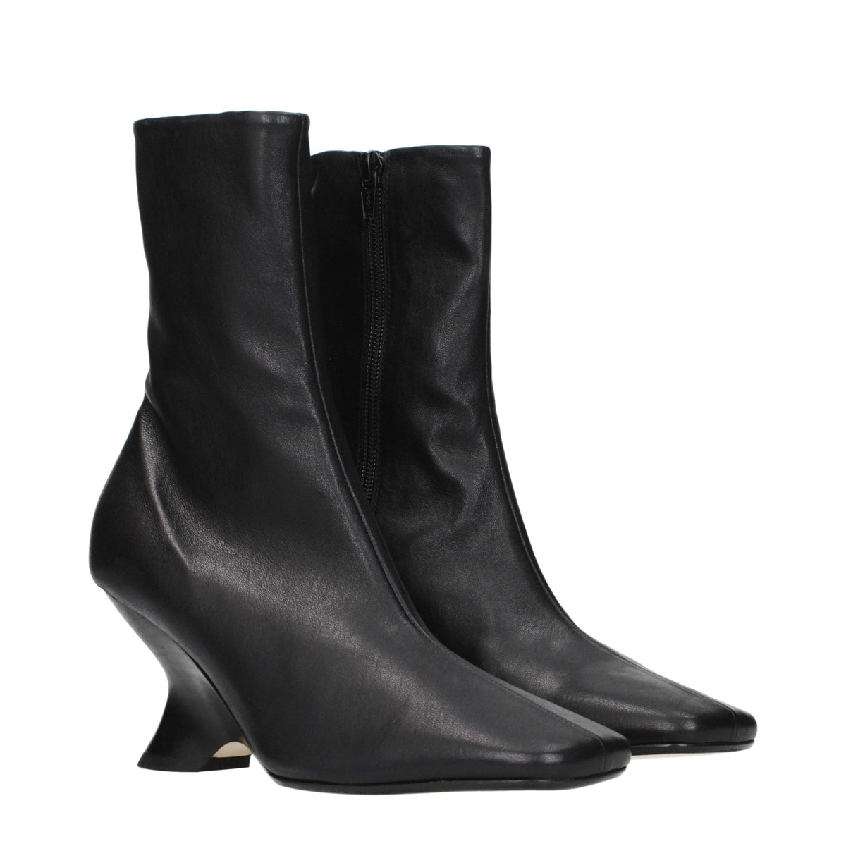 Black Leather Ankle Boots