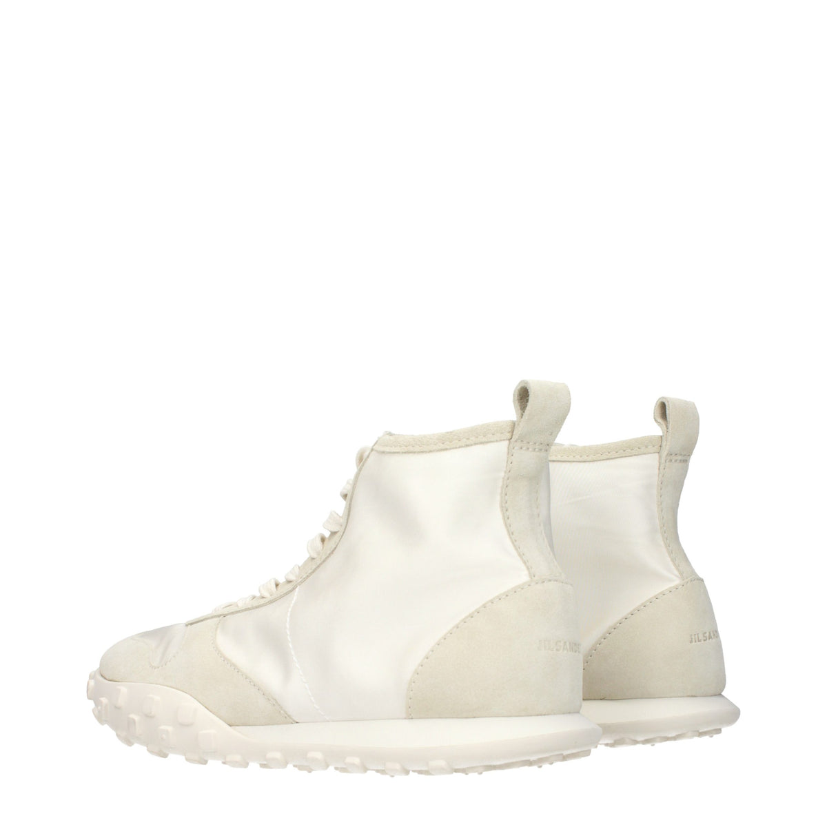 White Fabric High Top Sneakers