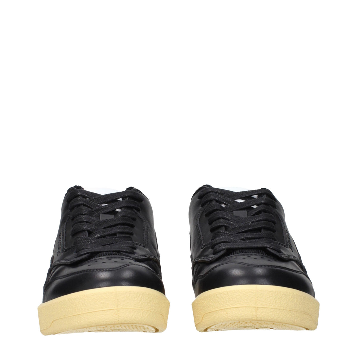 Black Leather Low Top Sneakers