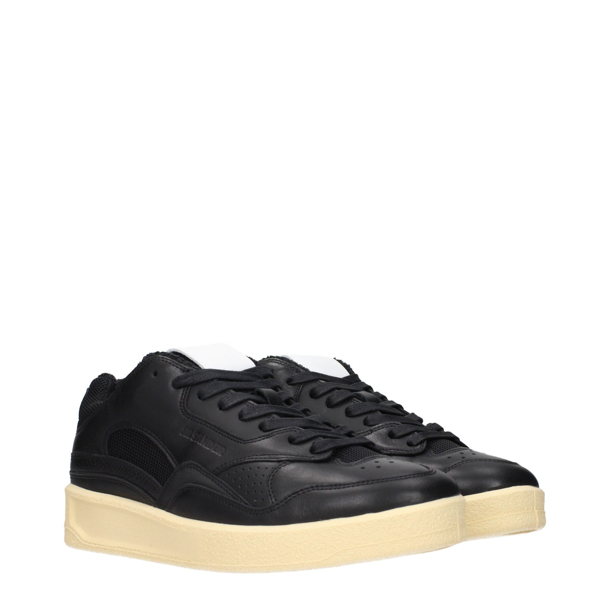 Black Leather Low Top Sneakers