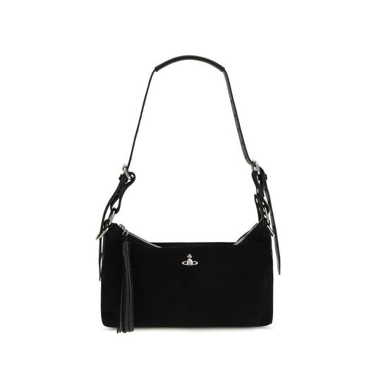 Black Suede Leather Shoulder Bag