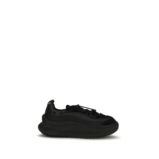 Black Polyester Athletic Sneakers