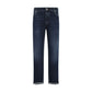 Blue Cotton Straight-Leg Jeans