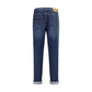 Blue Cotton Straight-Leg Jeans