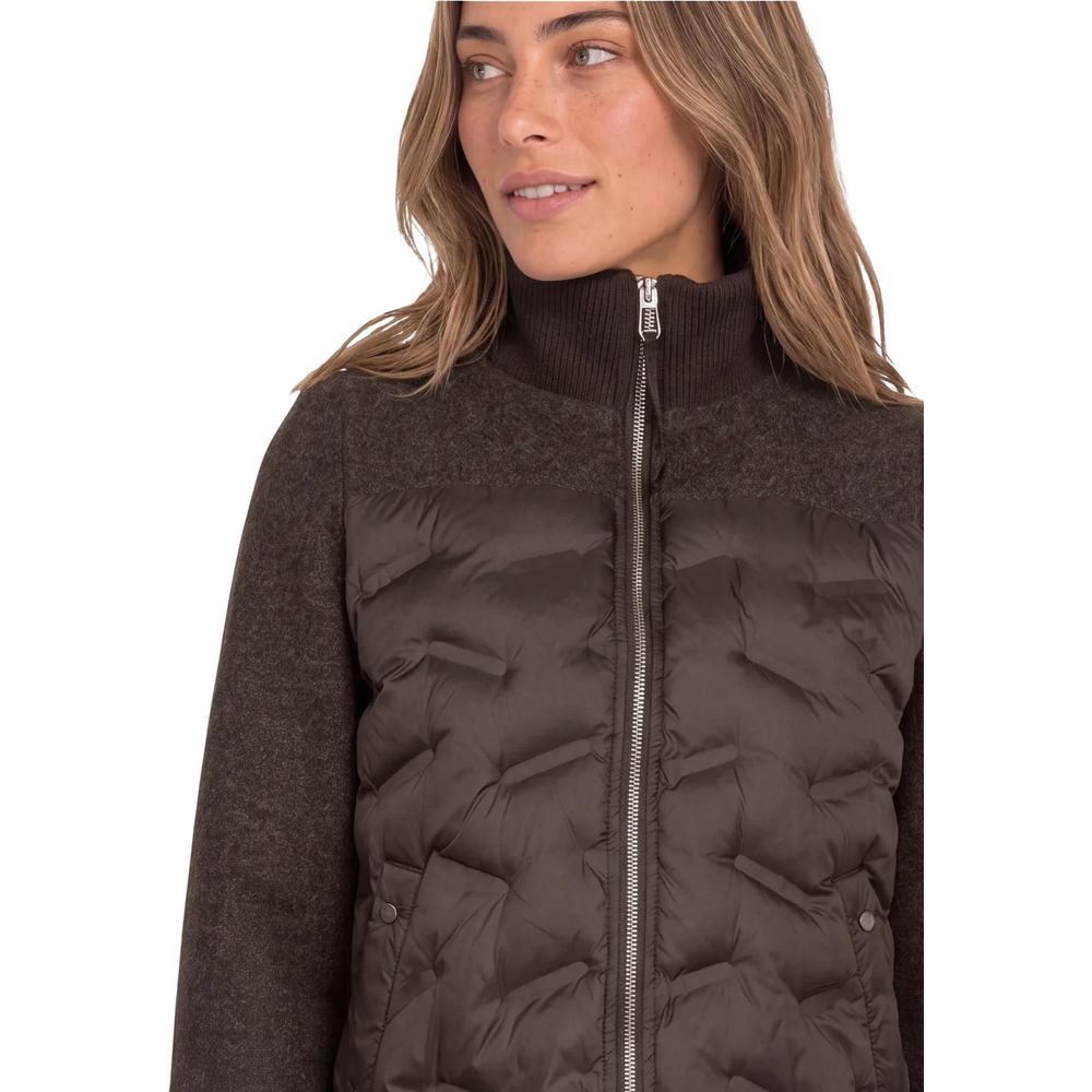 Brown Polyester Full-Length Jacket