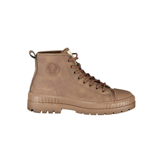 Brown Polyester Ankle Boots