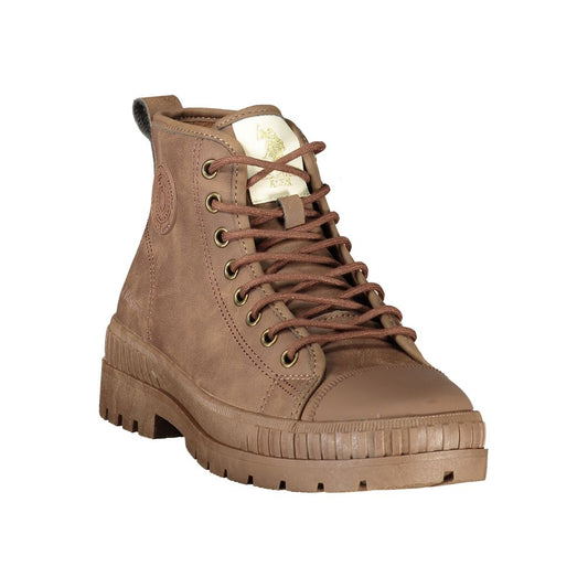 Brown Polyester Ankle Boots