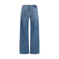 Blue Cotton Flared Jeans