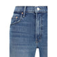 Blue Cotton Flared Jeans