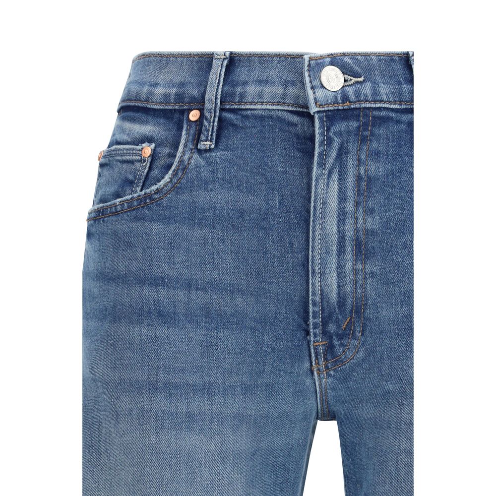 Blue Cotton Flared Jeans