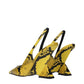 Yellow Leather Platform Pumps