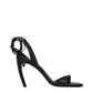 Black Leather Stiletto Heel Sandals
