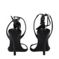 Black Leather Stiletto Heel Sandals