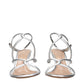Gray Leather Stiletto Heel Sandals