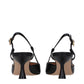 Black Leather Mid Heel Pumps