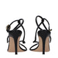Black Leather Stiletto Heel Sandals