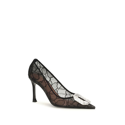 Black Fabric High Heel Pumps