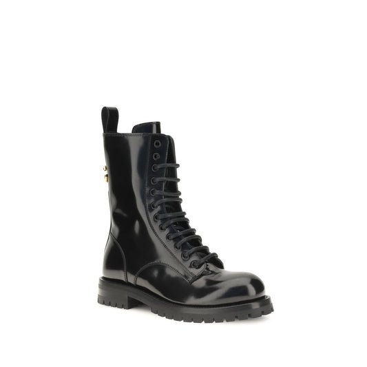 Black Calf Leather Bos Taurus Lace-Up Boots