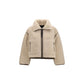 Beige Polyester Full-Length Jacket