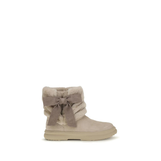 Beige Suede Leather Ankle Boots
