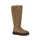 Beige Suede Leather Flat Boots