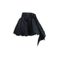 Black Polyester Midi Skirt