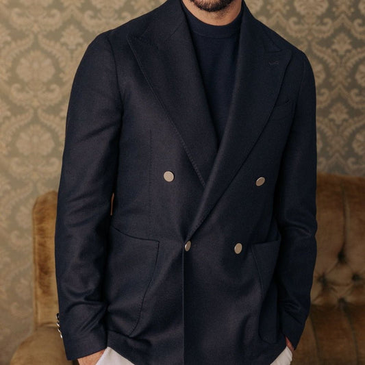 Blue Wool Full-Length Jacket