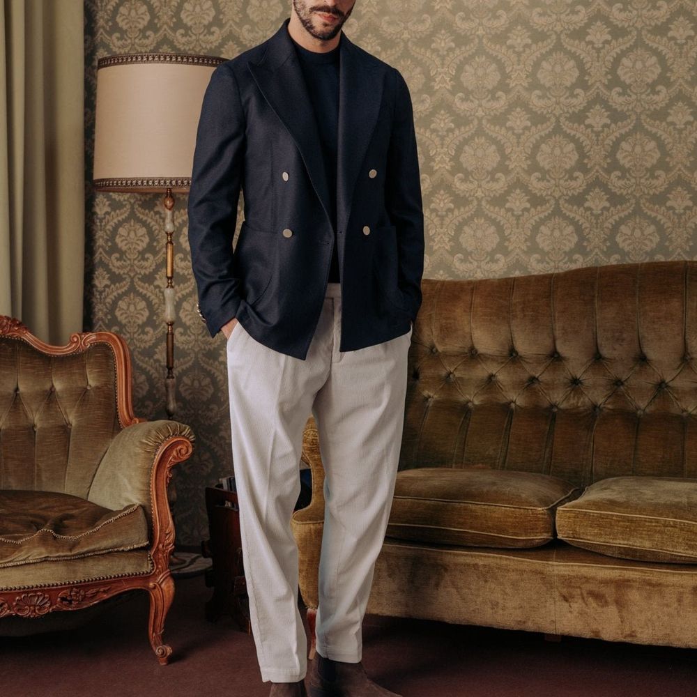 Blue Wool Full-Length Jacket
