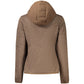 Brown Polyester Women's Jacket with Hood