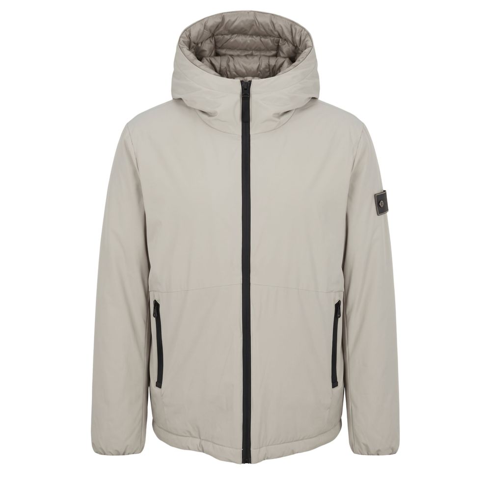 Beige Polyester Men Jacket