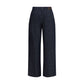 Blue Cotton Casual Pants