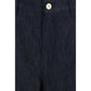 Blue Cotton Casual Pants